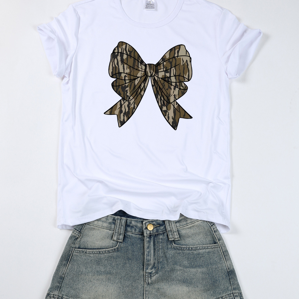 Women' Bow Print T-shirt - A Comfortable, Casual Short-sleeved Crew-neck T-shirt For Wear And Fashion
Women' Bow Print T-shirt - A Comfortable, Casual Short-sleeved Crew-neck T-shirt For Wear And Fashion