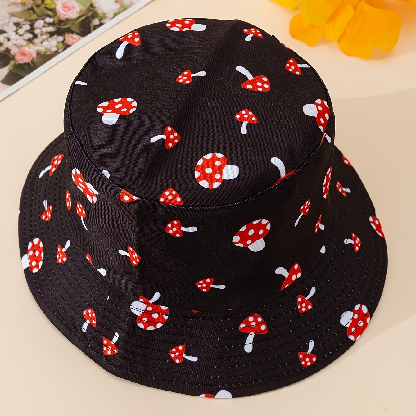 1pc Mushroom Hat - Lightweight, Breathable Polyester Cap For All , & Fishing, Black With Red
1pc Mushroom Hat - Lightweight, Breathable Polyester Cap For All , & Fishing, Black With Red