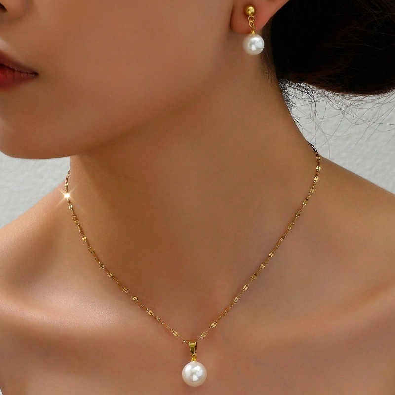 Elegant 3pcs Jewelry Set With 18k Gold Plated Stainless Steel Pendant Necklace And Earrings, Hypoallergenic Pearl Accents For Parties, Ceremonies, And Gifts
Elegant 3pcs Jewelry Set With 18k Gold Plated Stainless Steel Pendant Necklace And Earrings, Hypoallergenic Pearl Accents For Parties, Ceremonies, And Gifts