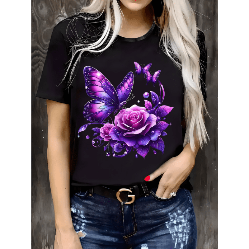 Plus Size Women's Graphic Tee - Elegant & In Purple And Blue, Soft Polyester , Crew Neck, Short Sleeve, Casual Spring/, Machine Washable
Plus Size Women's Graphic Tee - Elegant & In Purple And Blue, Soft Polyester , Crew Neck, Short Sleeve, Casual Spring/, Machine Washable