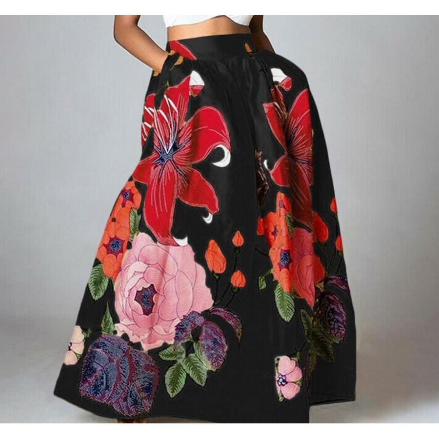 Elegant Bohemian Floral Maxi Skirt With Pockets - Loose Fit, Waist, Breathable Polyester For Women - Spring/summer/fall
Elegant Bohemian Floral Maxi Skirt With Pockets - Loose Fit, Waist, Breathable Polyester For Women - Spring/summer/fall