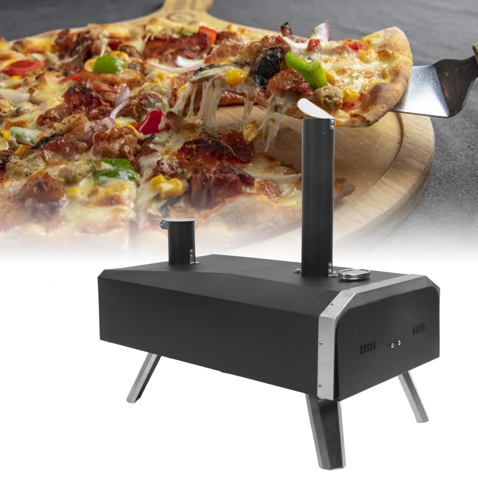 Keenso 12" Portable Wood- Pizza Oven With Built-in Thermometer - Stainless Steel, Outdoor Backyard Bbqs & Camping, Pizza Stove,
Keenso 12" Portable Wood- Pizza Oven With Built-in Thermometer - Stainless Steel, Outdoor Backyard Bbqs & Camping, Pizza Stove,