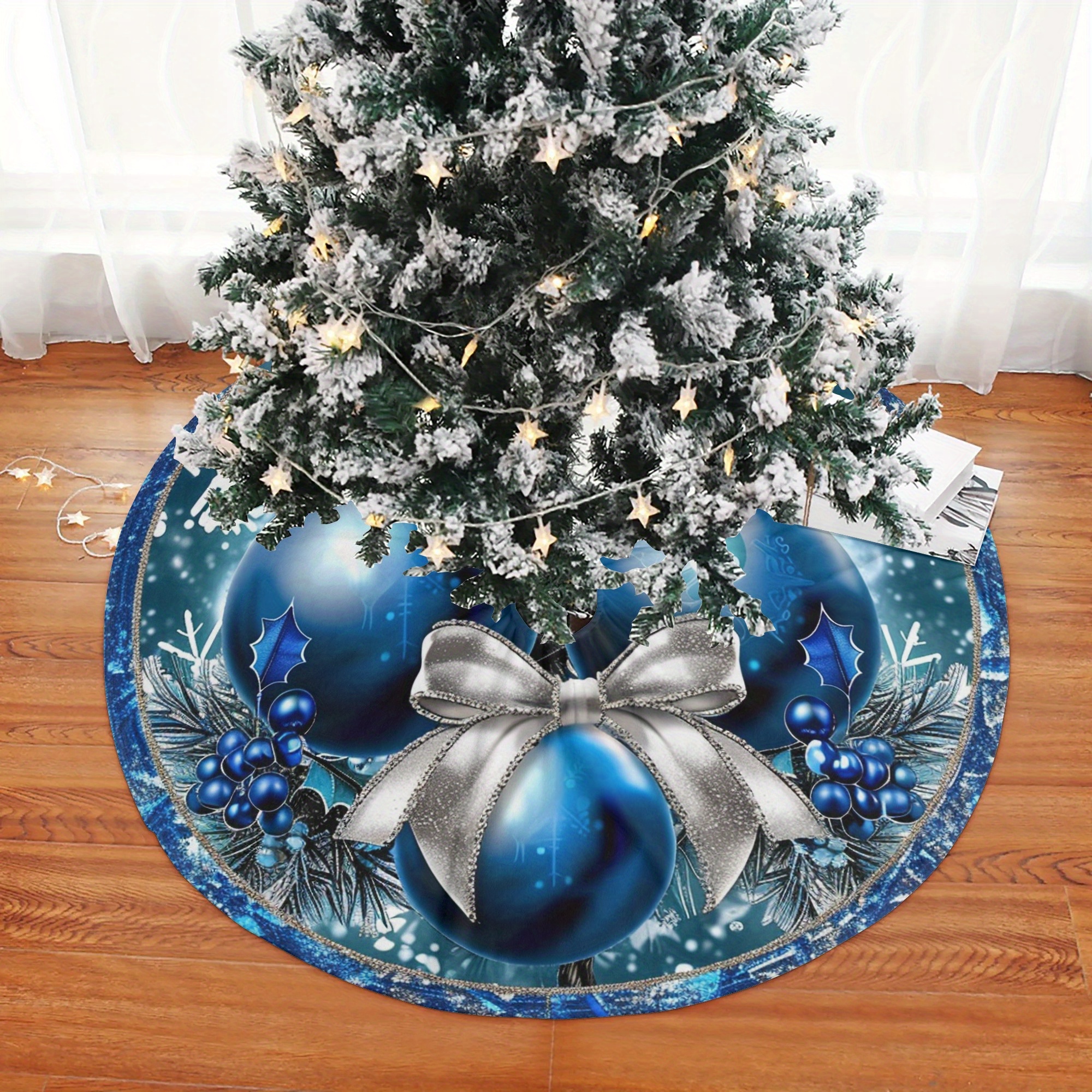 Christmas Tree Skirt By, 48 Inch, Blue Ornaments Design - Polyester Mat, Hand Wash Living Room And Party Decoration
Christmas Tree Skirt By, 48 Inch, Blue Ornaments Design - Polyester Mat, Hand Wash Living Room And Party Decoration