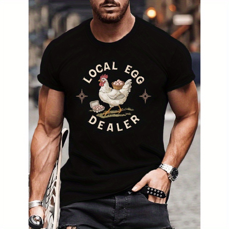 Egg Chicken Print Men's T-shirt - Casual Crew Neck Polyester Tee With Stretch, Geometric Pattern, Knit Fabric, Regular Fit For Summer
Egg Chicken Print Men's T-shirt - Casual Crew Neck Polyester Tee With Stretch, Geometric Pattern, Knit Fabric, Regular Fit For Summer