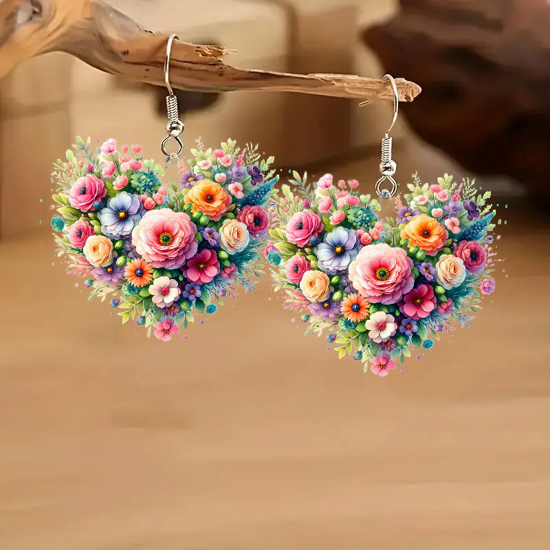 Pair Of 2d Acrylic Heart Flower Earrings, Stainless Steel Hook, Elegant Party Accessory, Suitable For Christmas/valentine's Day/ Day, Fashion Dangle Earrings For Women
Pair Of 2d Acrylic Heart Flower Earrings, Stainless Steel Hook, Elegant Party Accessory, Suitable For Christmas/valentine's Day/ Day, Fashion Dangle Earrings For Women