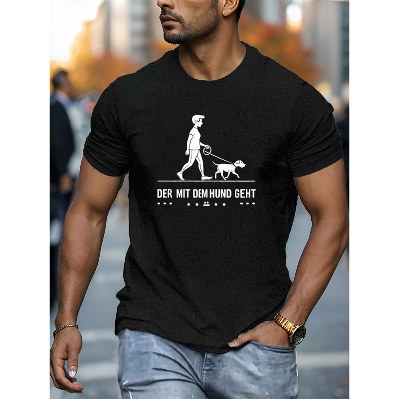 Men's Casual Short Sleeve T-shirt With Unique Dog Walking Print - Breathable Polyester, Crew Neck, Machine Washable - Summer
Men's Casual Short Sleeve T-shirt With Unique Dog Walking Print - Breathable Polyester, Crew Neck, Machine Washable - Summer