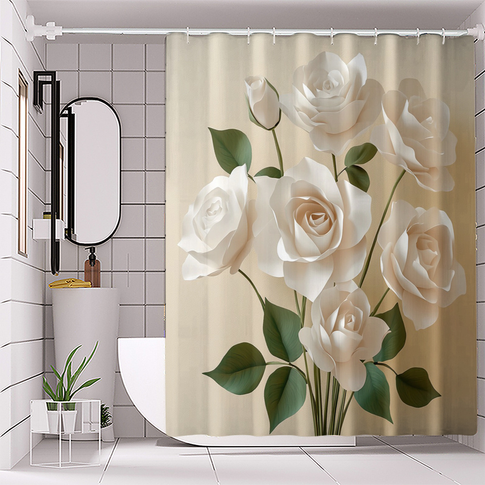 Waterproof Floral & Leaf Print Shower Curtain With Hooks - Machine Washable Polyester Bathroom Decor
Waterproof Floral & Leaf Print Shower Curtain With Hooks - Machine Washable Polyester Bathroom Decor