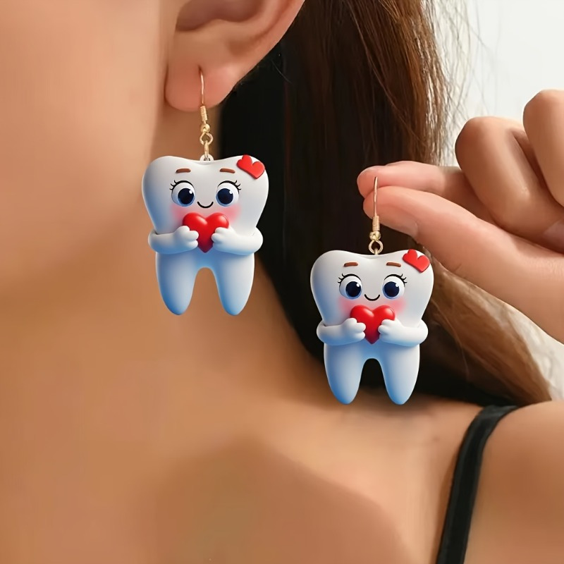 Heart-shaped Tooth Acrylic Earrings For Women - Cute & Fashionable With Stainless Steel Hooks, Ideal For Or Gifting, Parties, Pendant Accessories
Heart-shaped Tooth Acrylic Earrings For Women - Cute & Fashionable With Stainless Steel Hooks, Ideal For Or Gifting, Parties, Pendant Accessories