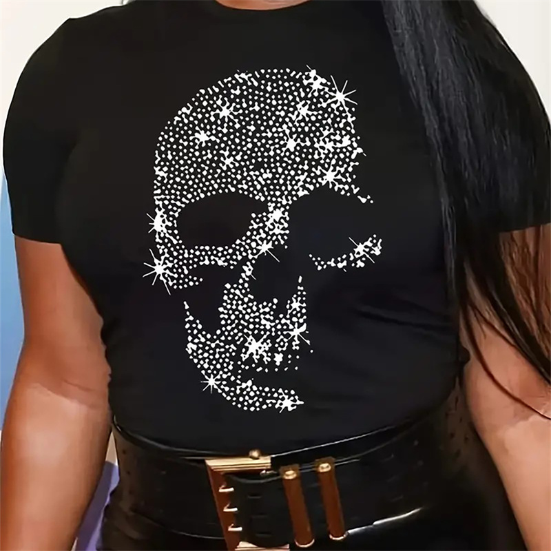 1pc Women's Floral Skull Graphic Tee - Casual Crew Neck Short Sleeve T-shirt, 95% Polyester 5% Spandex Knit Fabric, Stretch, All Season Fit Top
1pc Women's Floral Skull Graphic Tee - Casual Crew Neck Short Sleeve T-shirt, 95% Polyester 5% Spandex Knit Fabric, Stretch, All Season Fit Top