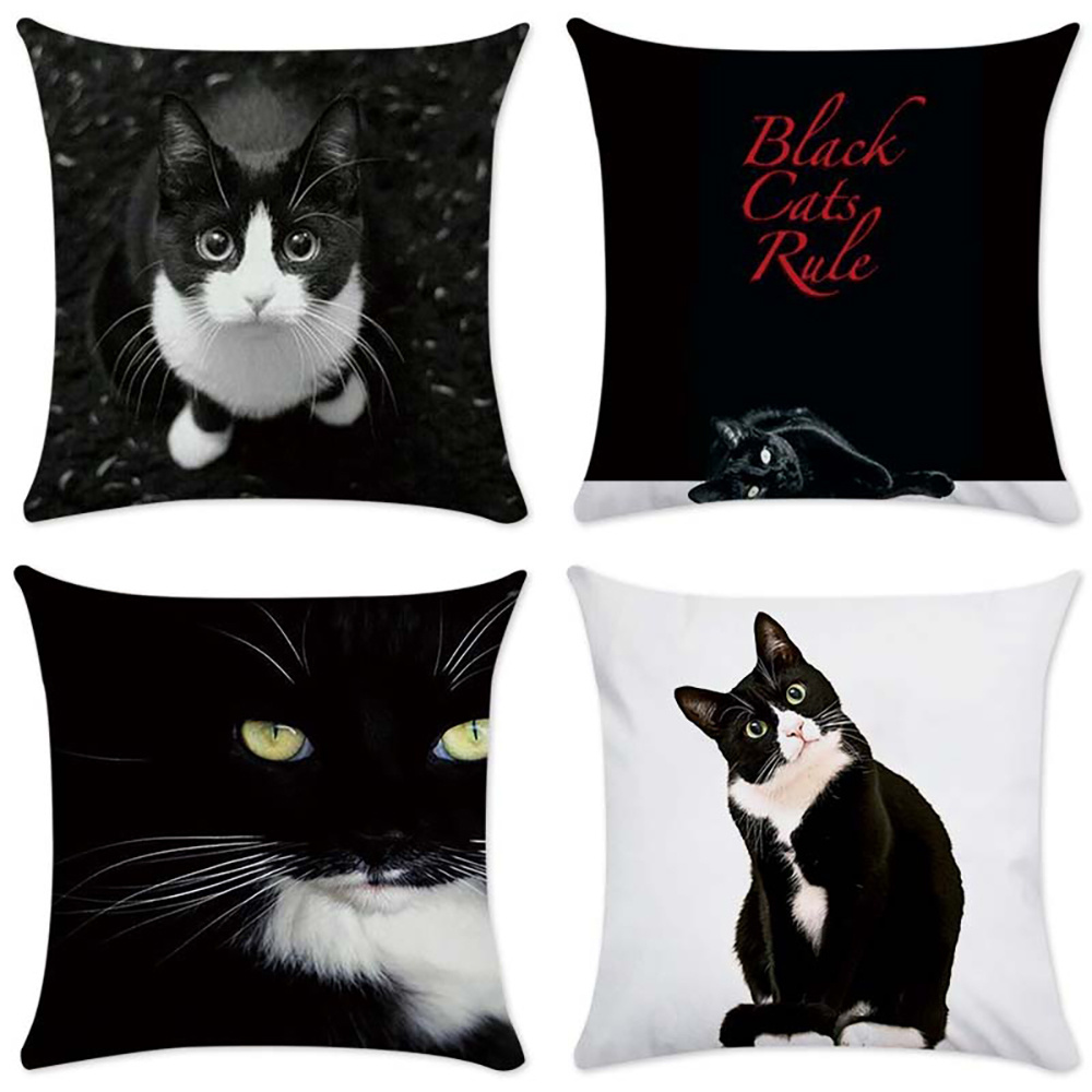 4pcs Set Black Cat Print Throw Pillow Covers, 17.7" Square, Zip Closure, Machine Washable - Sofa & Bedroom Decor
4pcs Set Black Cat Print Throw Pillow Covers, 17.7" Square, Zip Closure, Machine Washable - Sofa & Bedroom Decor