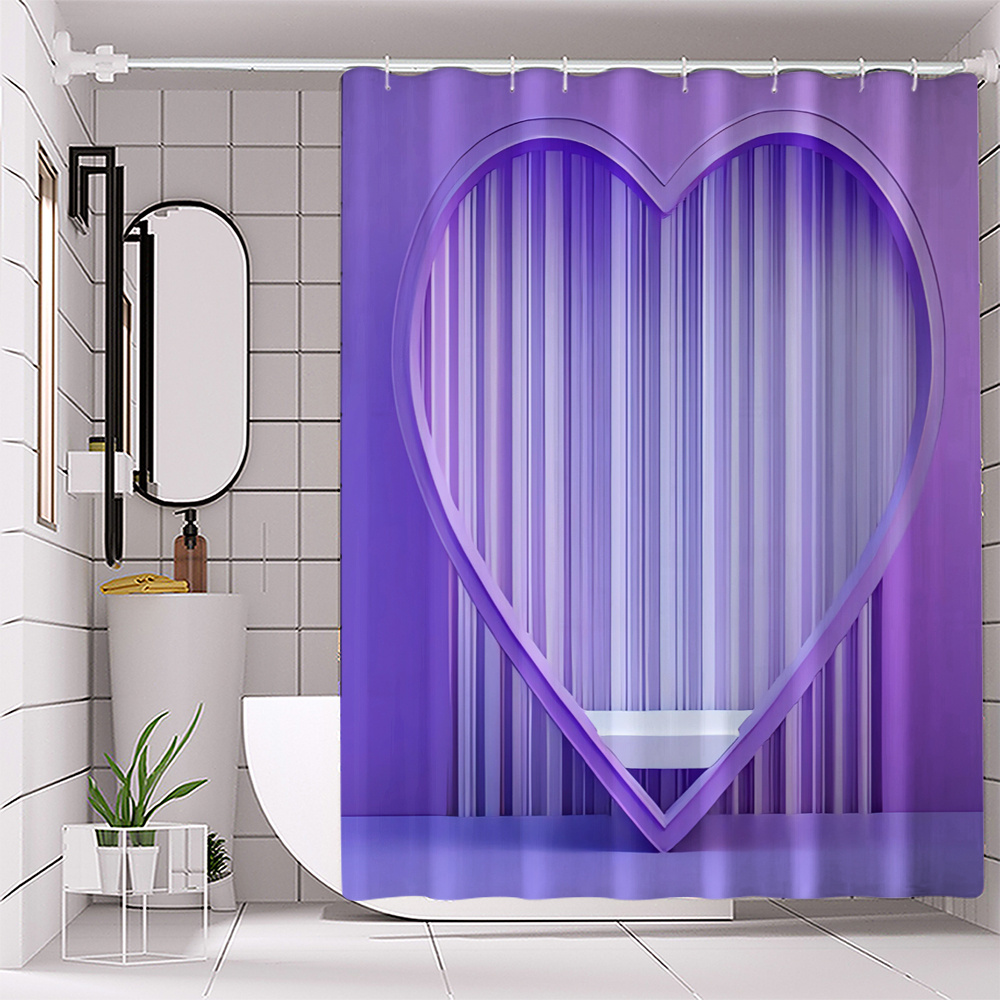 1pc Purple Print Polyester Waterproof Shower Curtain With Hooks, Machine Washable, No-drill Installation
1pc Purple Print Polyester Waterproof Shower Curtain With Hooks, Machine Washable, No-drill Installation