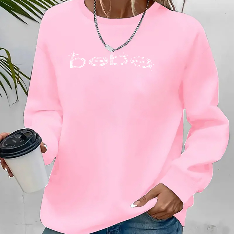 Women's Cozy Diamond Letter Print Sweatshirt - Casual Long Sleeve Crew Neck Pullover, Soft Polyester , Machine Washable
Women's Cozy Diamond Letter Print Sweatshirt - Casual Long Sleeve Crew Neck Pullover, Soft Polyester , Machine Washable