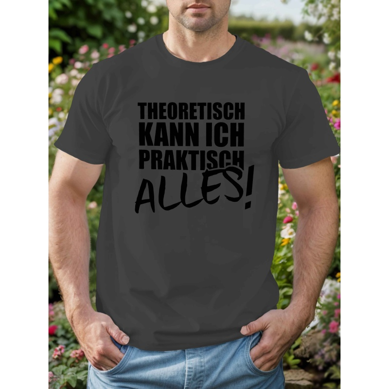 Men's Casual German Quote T-shirt - Black Polyester, Short Sleeve, Round Neck, Machine Washable Summer Top
Men's Casual German Quote T-shirt - Black Polyester, Short Sleeve, Round Neck, Machine Washable Summer Top