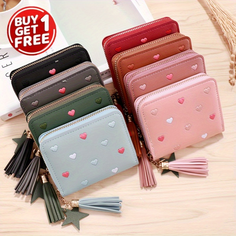1pc Heart Embroidered Synthetic Synthetic Leather Wallet, Women's Small Cute Wallet With Slots
1pc Heart Embroidered Synthetic Synthetic Leather Wallet, Women's Small Cute Wallet With Slots