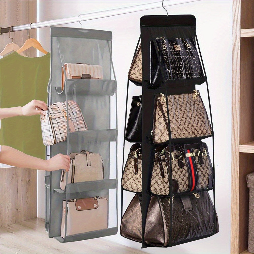 Space-saving Handbag Organizer With 6/8 Pockets - Hanging Closet Storage For Women' Bags, Gray/black
Space-saving Handbag Organizer With 6/8 Pockets - Hanging Closet Storage For Women' Bags, Gray/black