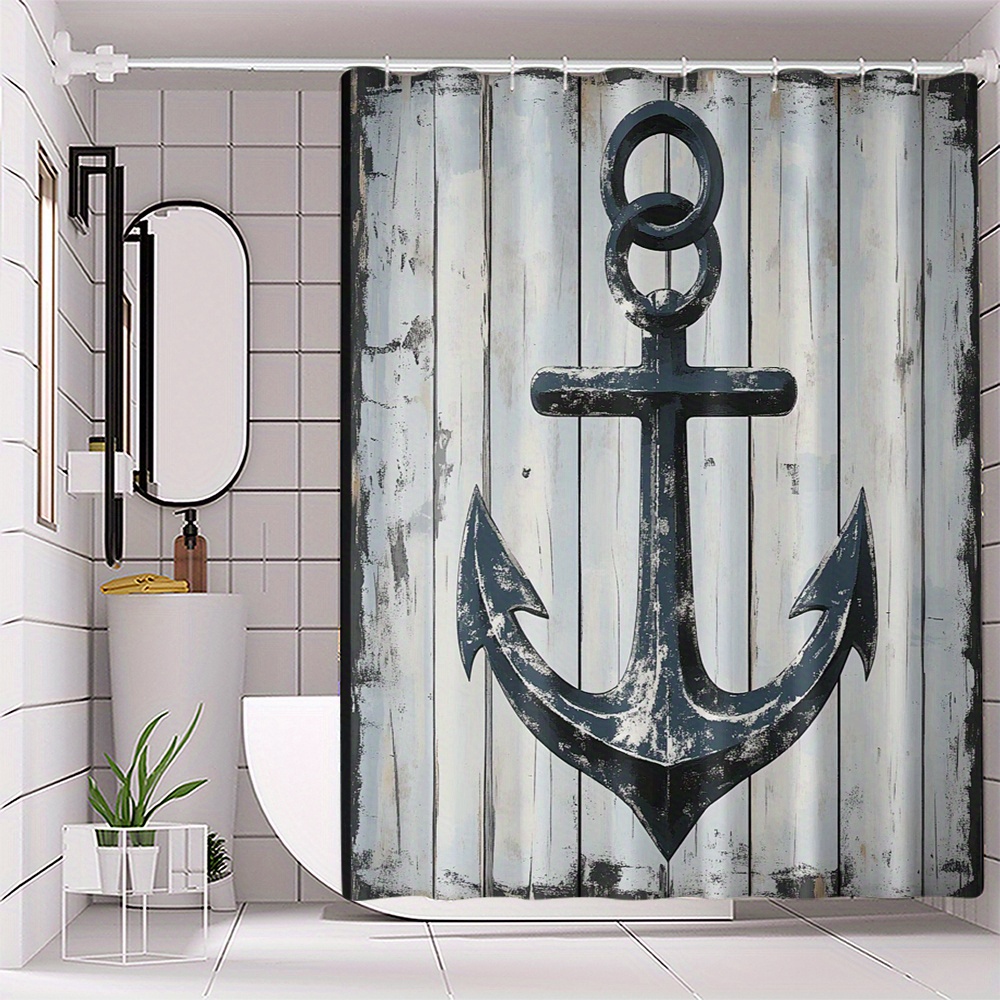 Waterproof Polyester Shower Curtain With Anchor Print - , Machine Washable Bathroom Decor
Waterproof Polyester Shower Curtain With Anchor Print - , Machine Washable Bathroom Decor