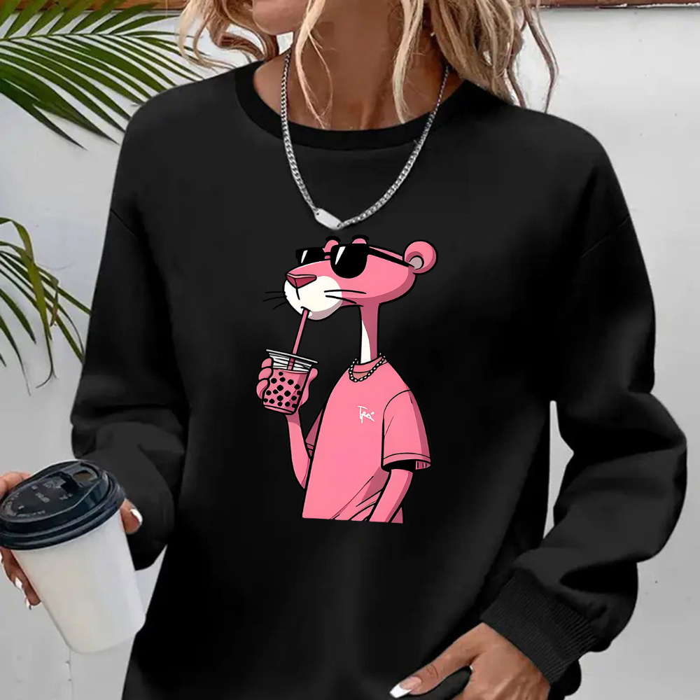 Women's Casual Cartoon Neck Sweatshirt - Long Sleeve, Soft Polyester, Machine Washable
Women's Casual Cartoon Neck Sweatshirt - Long Sleeve, Soft Polyester, Machine Washable