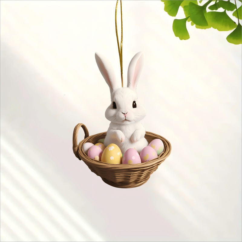 Acrylic Easter Bunny In Basket Ornament - With Pink Eggs, Golden Hanging Decor For , Ideal Couple's Gift, Rabbit Accessories
Acrylic Easter Bunny In Basket Ornament - With Pink Eggs, Golden Hanging Decor For , Ideal Couple's Gift, Rabbit Accessories