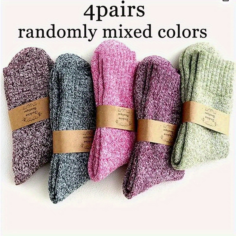 4 Pairs Women’s Cozy Wool Winter Socks – Thick Knit, Warm & Comfortable, Retro Style, Assorted Colors (purple, Gray, Pink, Green) With Paper Labels, Hand Wash Or , Cute Socks
4 Pairs Women’s Cozy Wool Winter Socks – Thick Knit, Warm & Comfortable, Retro Style, Assorted Colors (purple, Gray, Pink, Green) With Paper Labels, Hand Wash Or , Cute Socks