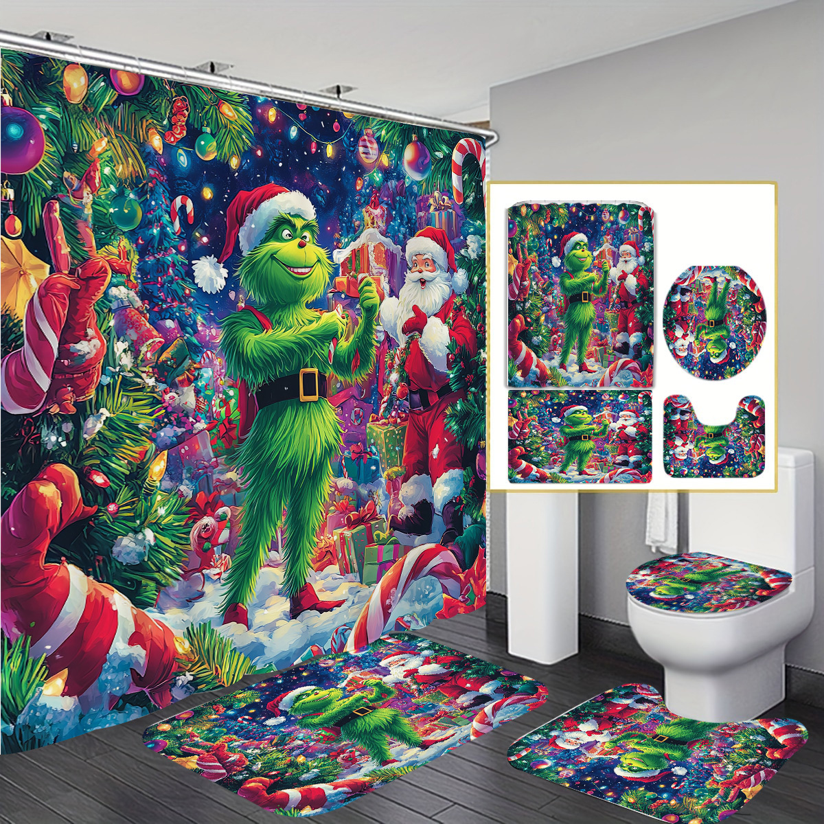 Christmas Christmas Decoration 1/4pcs Shower Curtain Set, Shower Curtain 12 , Bathroom Rug, U-shaped Mat, Lid Mat, Bathroom Decor
Christmas Christmas Decoration 1/4pcs Shower Curtain Set, Shower Curtain 12 , Bathroom Rug, U-shaped Mat, Lid Mat, Bathroom Decor