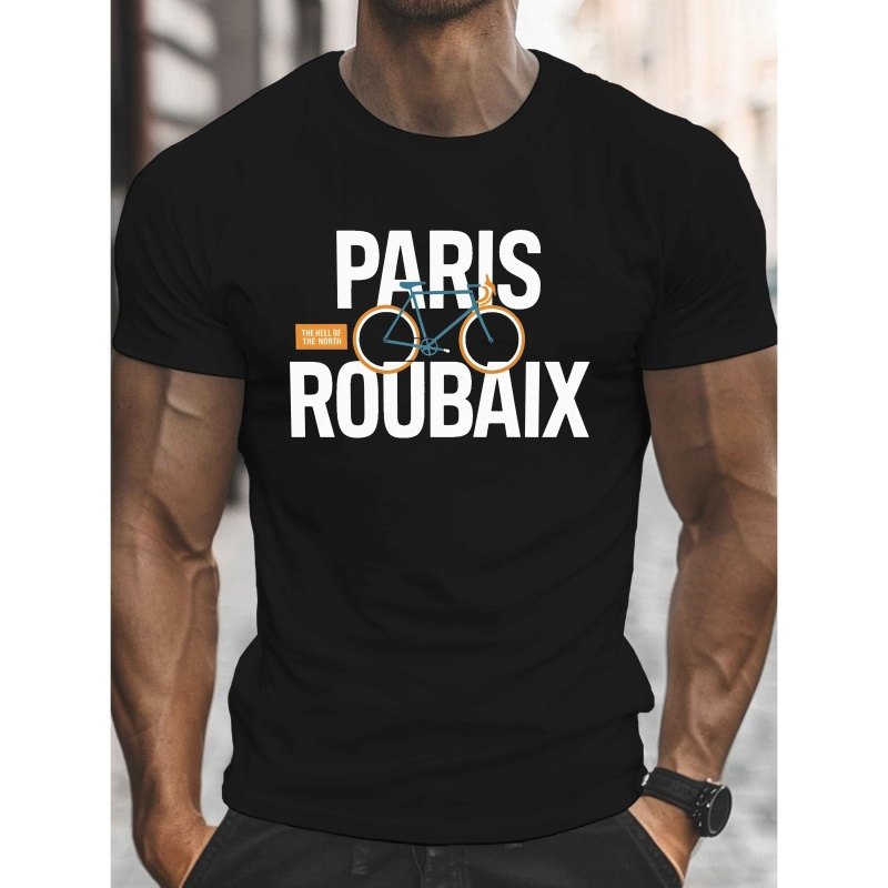 Paris Bicycle Graphic T-shirt - Men's Polyester Crew Neck Tee, Casual Knit Fabric, Stretch, Regular Fit, Geometric Pattern, Summer Top
Paris Bicycle Graphic T-shirt - Men's Polyester Crew Neck Tee, Casual Knit Fabric, Stretch, Regular Fit, Geometric Pattern, Summer Top