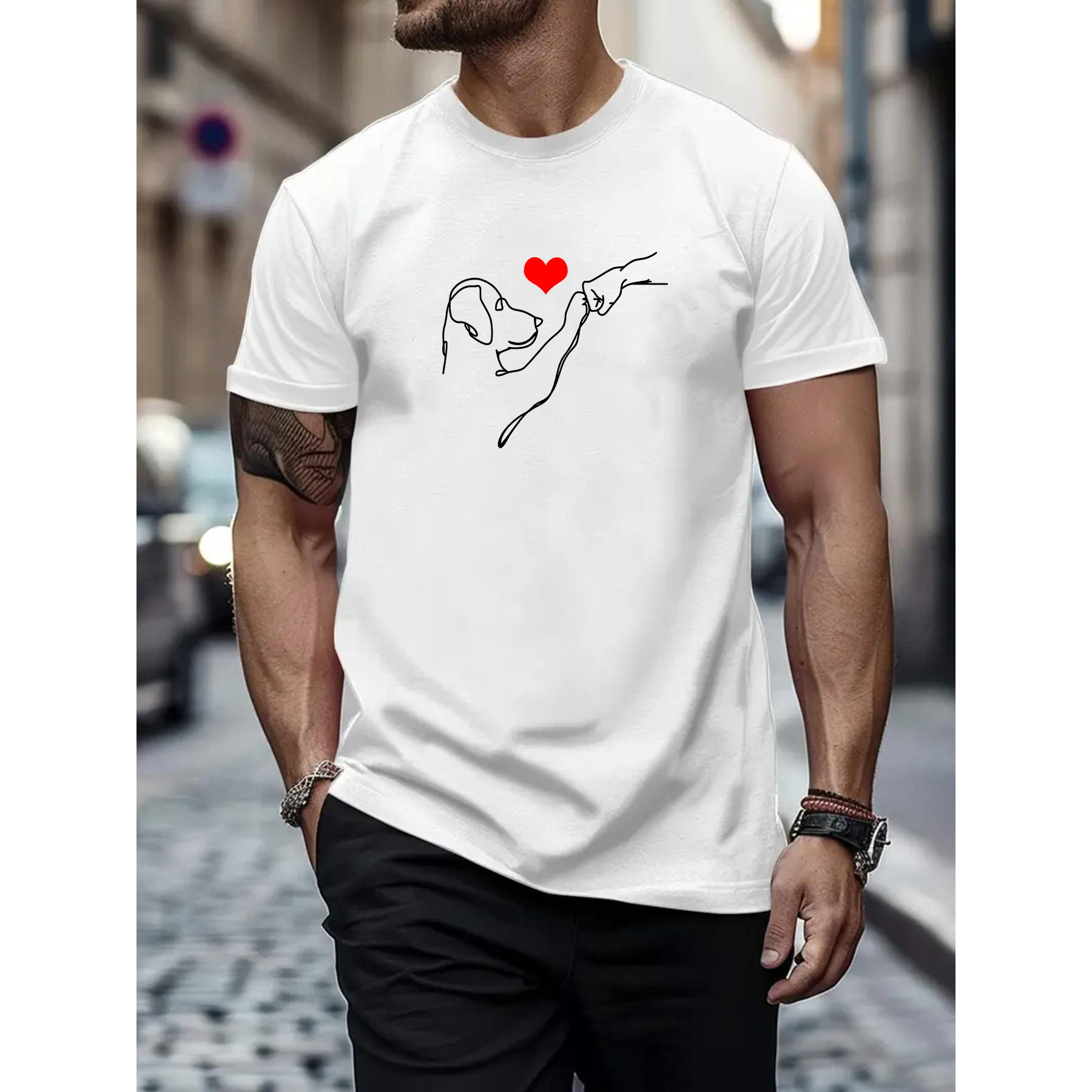 Men's Casual T-shirt With Dog And , Polyester Fiber, Round Neck, Summer Fit, Adult Unisex Patterned Tee
Men's Casual T-shirt With Dog And , Polyester Fiber, Round Neck, Summer Fit, Adult Unisex Patterned Tee