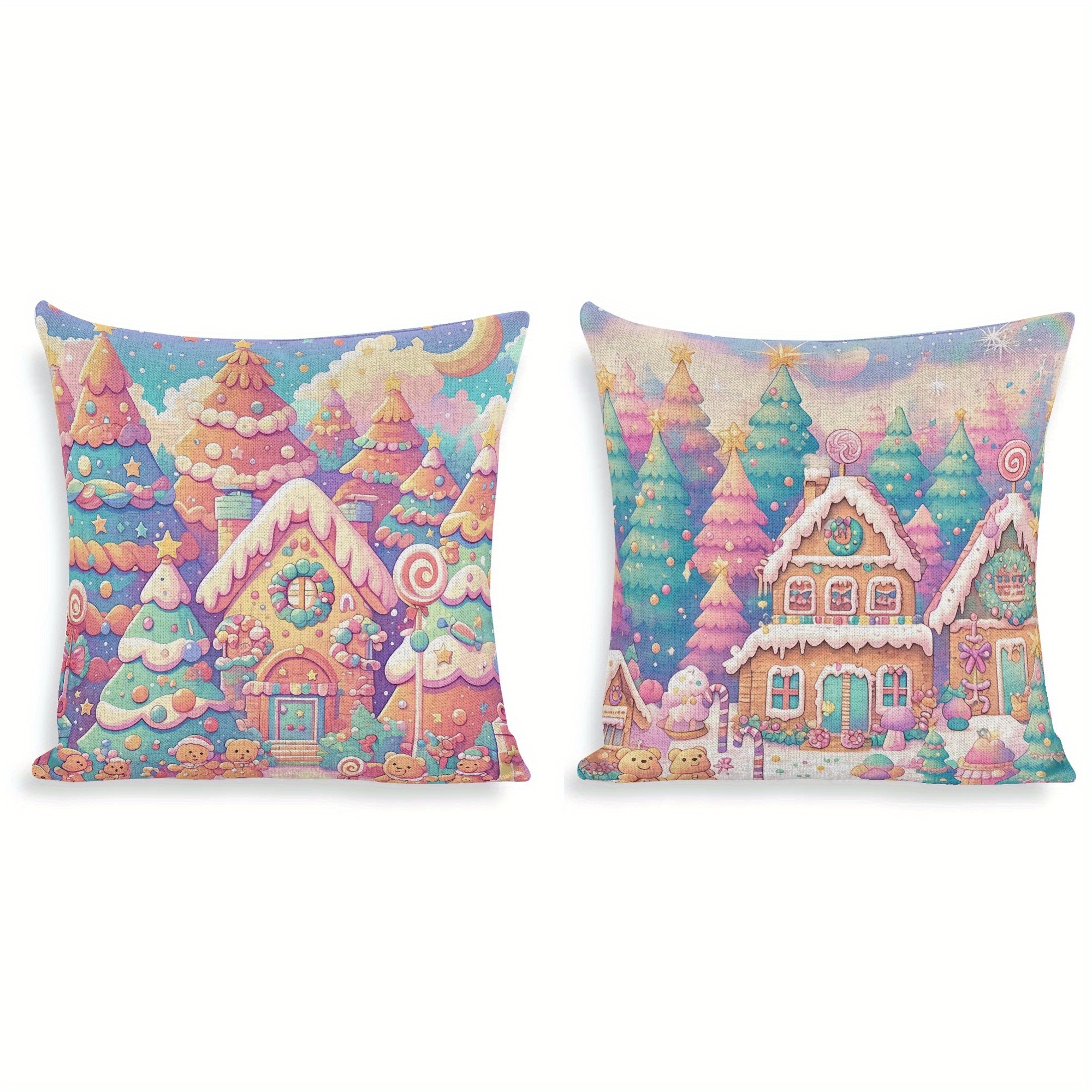 2pcs Christmas House Throw Pillow Covers - Decorative Winter Cases For Sofa & Car, Zip Closure, Hand Washable Polyester Home Decor
2pcs Christmas House Throw Pillow Covers - Decorative Winter Cases For Sofa & Car, Zip Closure, Hand Washable Polyester Home Decor
