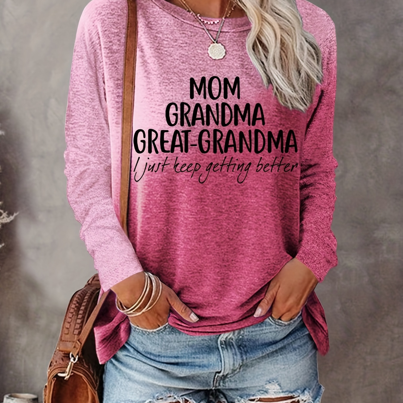 Mom Print Gradient Crew Neck T-shirt, Casual Long Sleeve Top For Spring & Fall, Women's Clothing
Mom Print Gradient Crew Neck T-shirt, Casual Long Sleeve Top For Spring & Fall, Women's Clothing