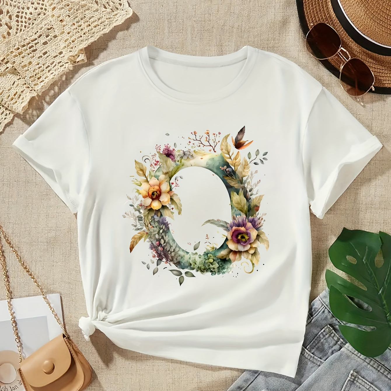 Letter-o Graphic Print Creative T-shirts, Soft & Elastic Comfy Cotton Crew Neck Short Sleeve Tee, Girls' Daily Wear Top
Letter-o Graphic Print Creative T-shirts, Soft & Elastic Comfy Cotton Crew Neck Short Sleeve Tee, Girls' Daily Wear Top