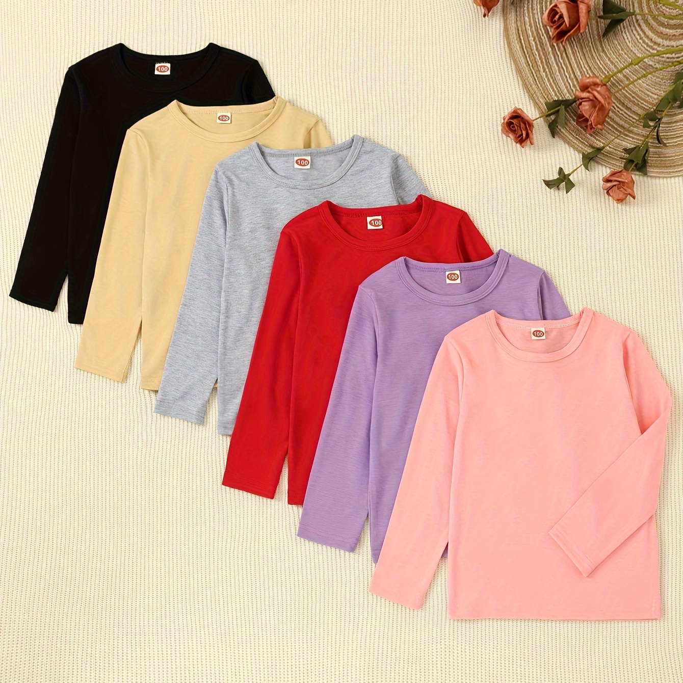 Girls 6pcs/set Casual & Versatile Solid Colored Long Sleeve T-shirts For Spring & Fall
Girls 6pcs/set Casual & Versatile Solid Colored Long Sleeve T-shirts For Spring & Fall
