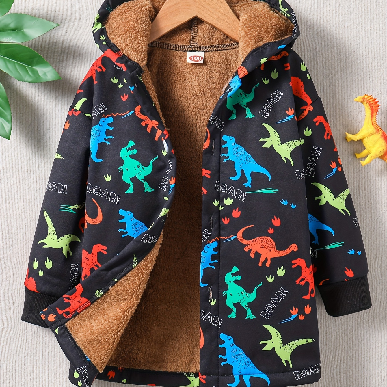 Boys Cool Colorful Dinosaur Print Warm Hooded Jacket, Zip Up Coat, Boy's Clothes For Winter Outdoor, As Gift
Boys Cool Colorful Dinosaur Print Warm Hooded Jacket, Zip Up Coat, Boy's Clothes For Winter Outdoor, As Gift