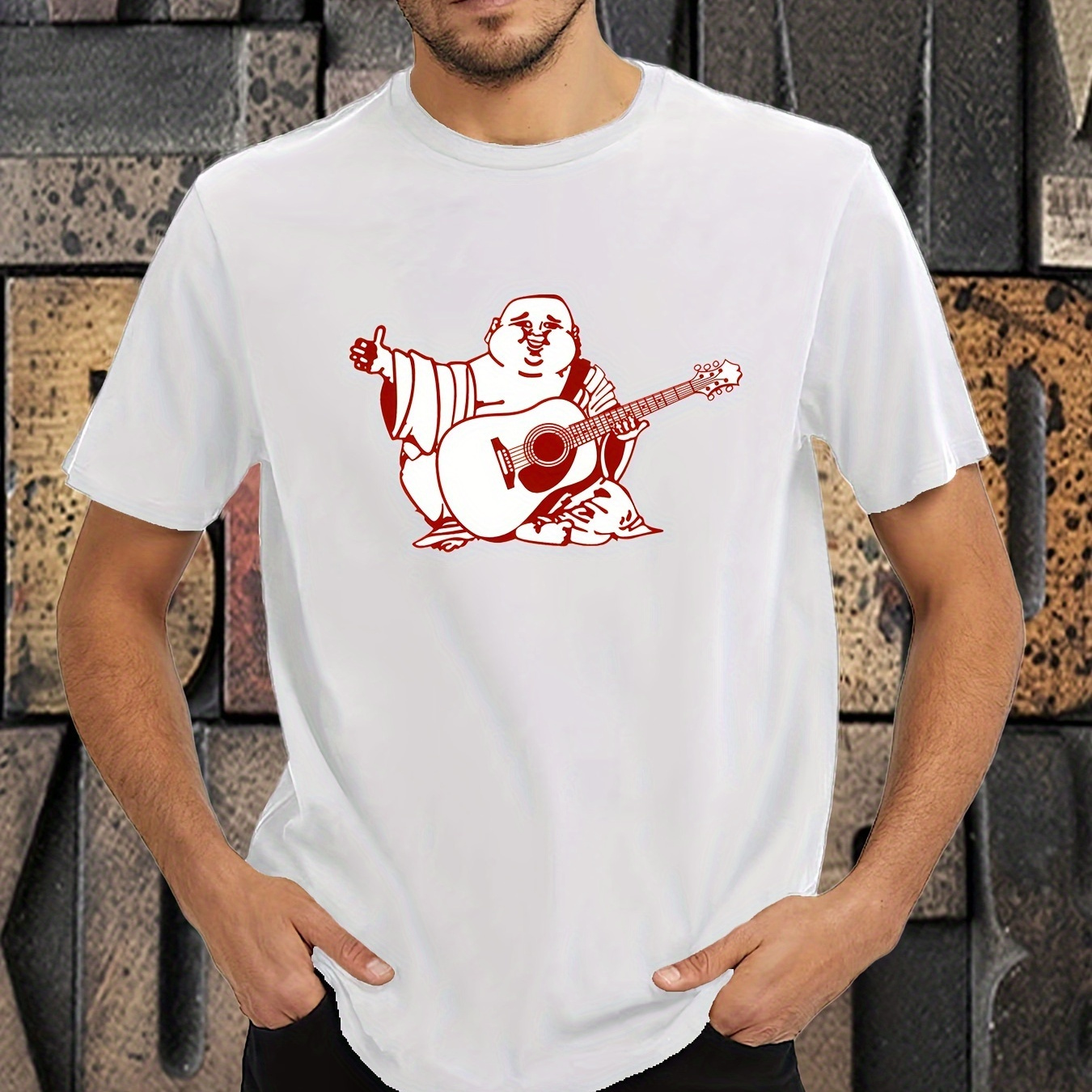 Guitar Print Round Neck Comfortable Short-sleeve Shirt With New Men's Fashion Pattern Print, Suitable For Casual Daily Outdoor Activities At Home
Guitar Print Round Neck Comfortable Short-sleeve Shirt With New Men's Fashion Pattern Print, Suitable For Casual Daily Outdoor Activities At Home