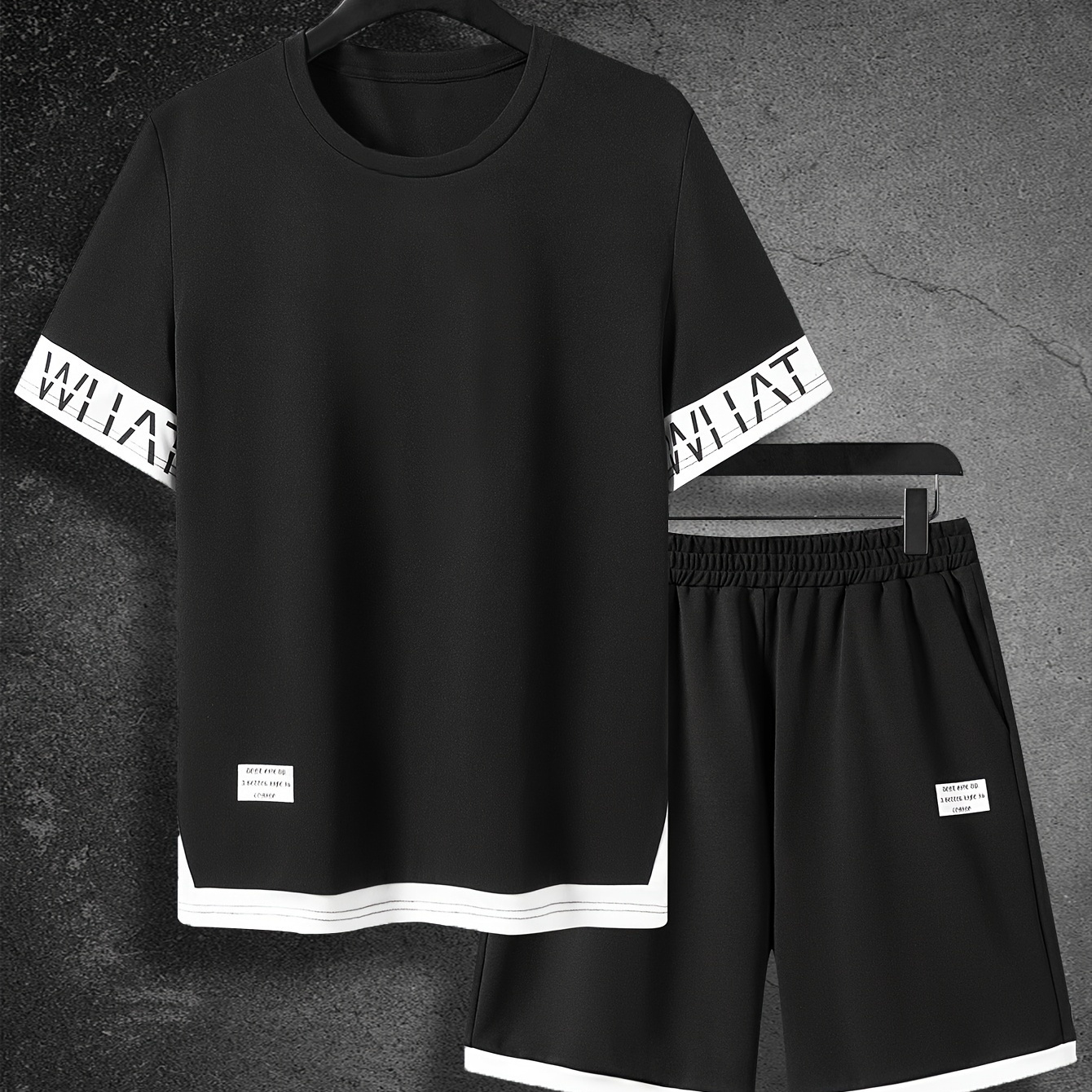 2-piece Men's Color Blocked Summer Outfit Set, Men's Short Sleeve Crew Neck T-shirt & Drawstring Shorts With Pockets
2-piece Men's Color Blocked Summer Outfit Set, Men's Short Sleeve Crew Neck T-shirt & Drawstring Shorts With Pockets
