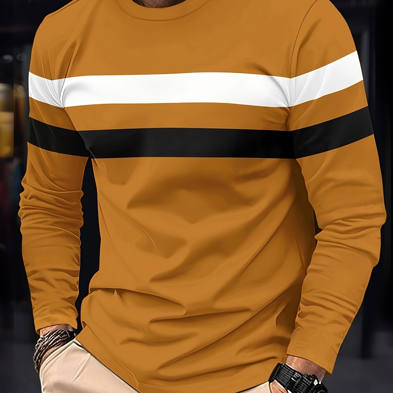 Men' Long Sleeve T-shirt For Spring/fall - Casual Sportswear, Outdoor Running, 3d , Striped Pattern, Round Neck
Men' Long Sleeve T-shirt For Spring/fall - Casual Sportswear, Outdoor Running, 3d , Striped Pattern, Round Neck