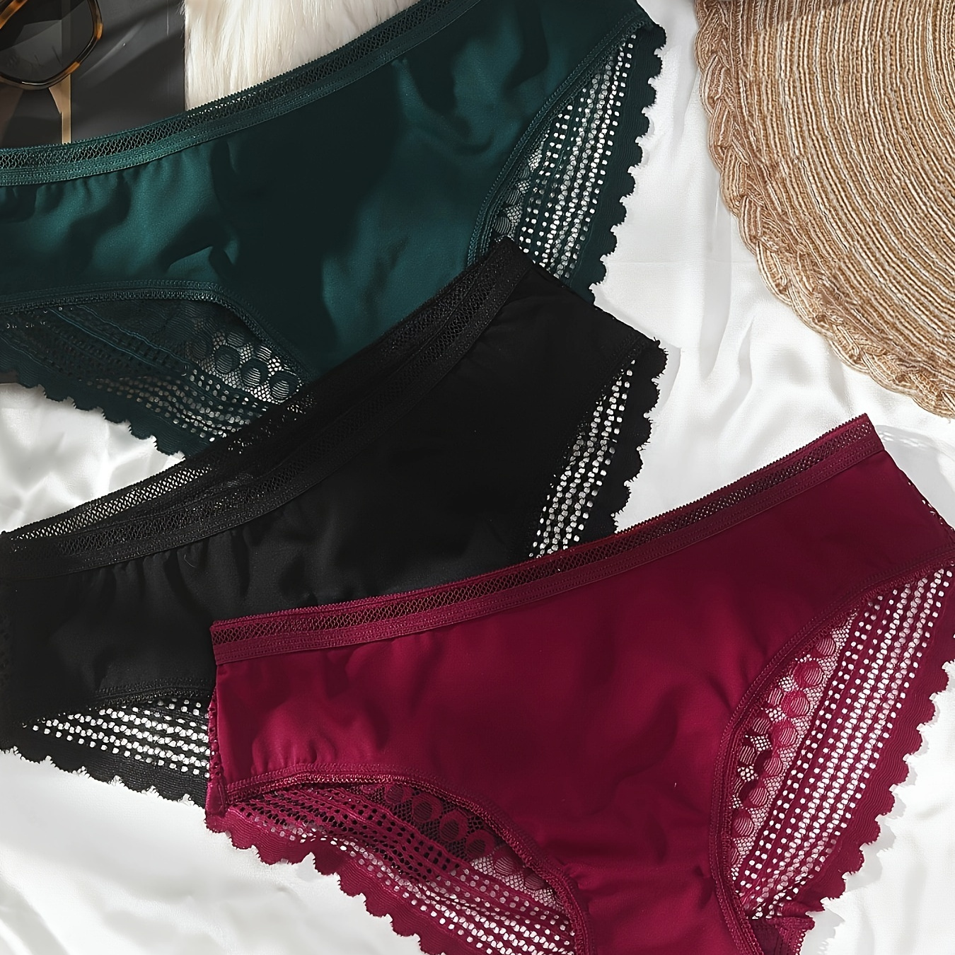 3pcs Hot Lace Briefs, Romantic & Breathable Intimates Panties, Women's Lingerie & Underwear
3pcs Hot Lace Briefs, Romantic & Breathable Intimates Panties, Women's Lingerie & Underwear