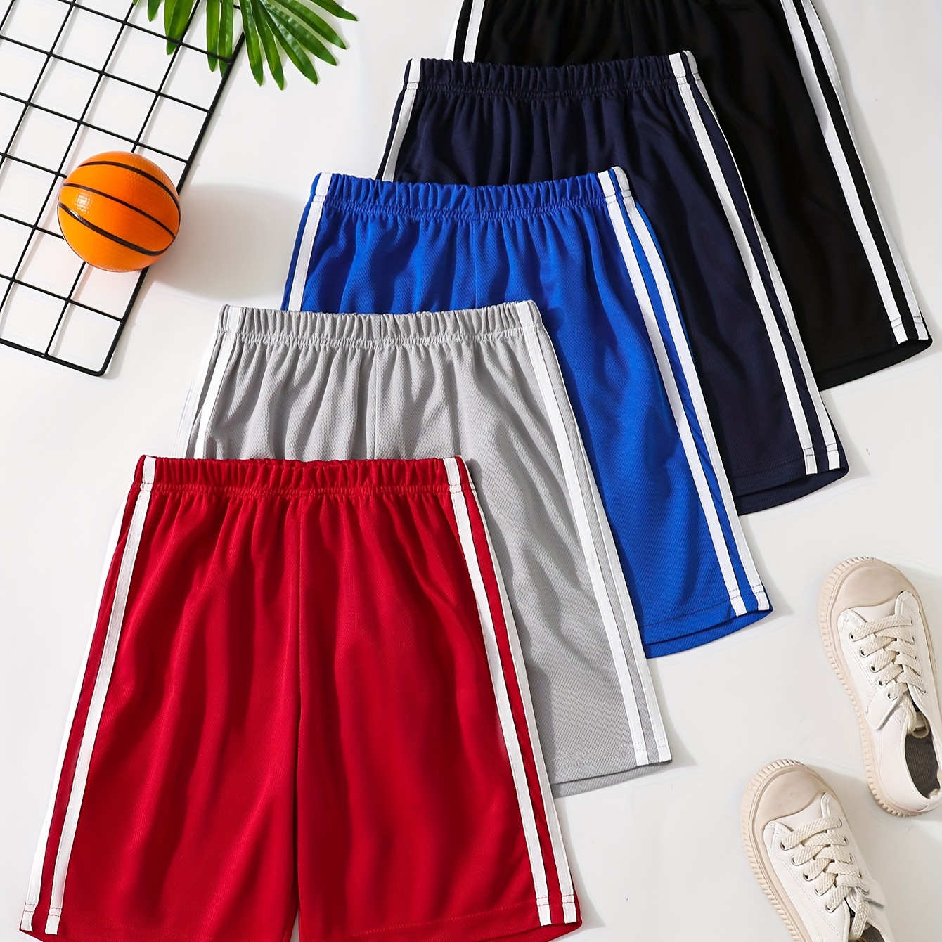 5pcs Boys Solid Color Side Striped Comfortable Creative Shorts, Casual Shorts For Summer Outdoor
5pcs Boys Solid Color Side Striped Comfortable Creative Shorts, Casual Shorts For Summer Outdoor