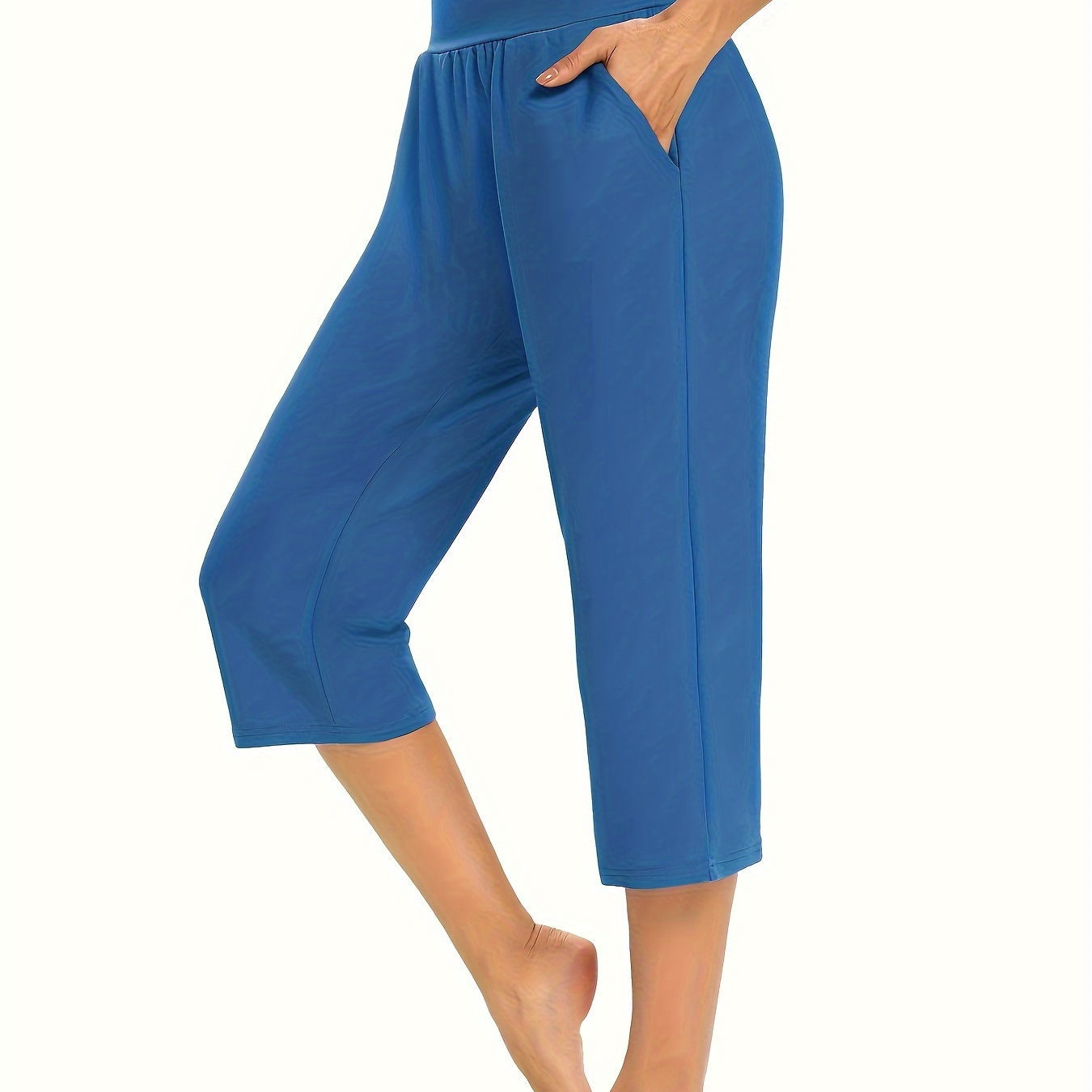 Solid Waist Pocket Cropped Pants, Casual Stretchy Stylish Pants For , Women's Clothing
Solid Waist Pocket Cropped Pants, Casual Stretchy Stylish Pants For , Women's Clothing