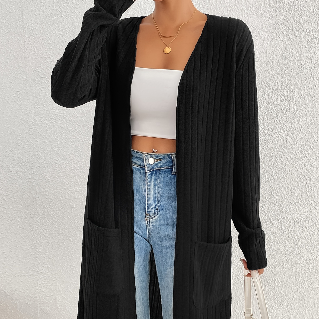 Solid Color Open Front Knitted Cardigan, Elegant Long Sleeve Cardigan For Spring & Fall, Women's Clothing
Solid Color Open Front Knitted Cardigan, Elegant Long Sleeve Cardigan For Spring & Fall, Women's Clothing