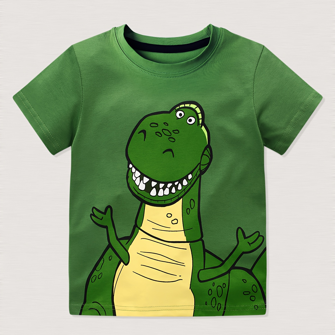 Kids Boys Cotton T-shirt, Casual Cartoon Dinosaur Graphic Slightly Stretch Short Sleeves Crew Neck Clothing For Children
Kids Boys Cotton T-shirt, Casual Cartoon Dinosaur Graphic Slightly Stretch Short Sleeves Crew Neck Clothing For Children