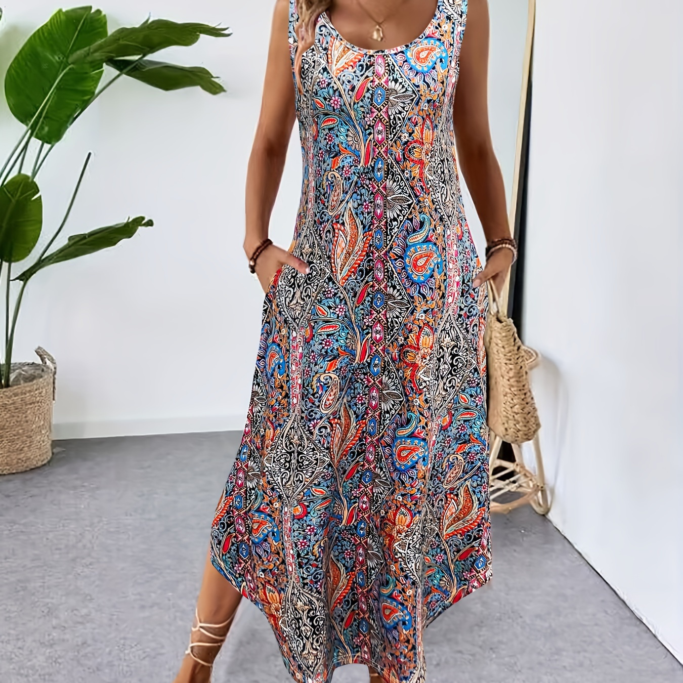 Plus Size Paisley Print Tank Dress, Casual Sleeveless Dress For Spring & Summer, Women's Plus Size Clothing
Plus Size Paisley Print Tank Dress, Casual Sleeveless Dress For Spring & Summer, Women's Plus Size Clothing