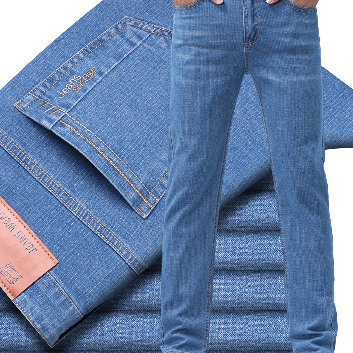 Men's Straight Leg Denim Pants, Men's Classic Design Jeans, Versatile For Business And Casual Wear
Men's Straight Leg Denim Pants, Men's Classic Design Jeans, Versatile For Business And Casual Wear