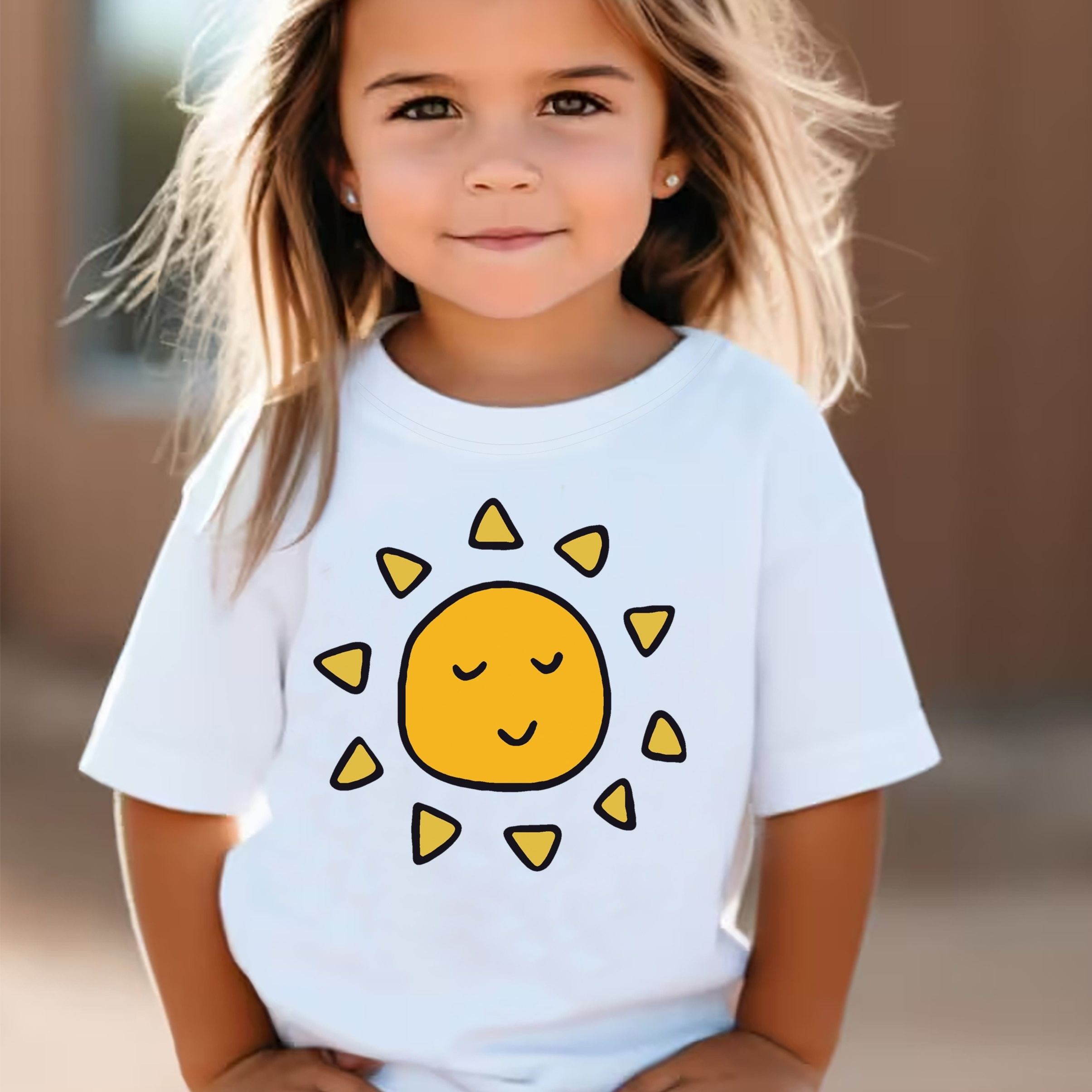 Cartoon Sun Print Girl's Cute T-shirt, Casual Short Sleeve Comfortable Versatile Tee Tops For Summer
Cartoon Sun Print Girl's Cute T-shirt, Casual Short Sleeve Comfortable Versatile Tee Tops For Summer
