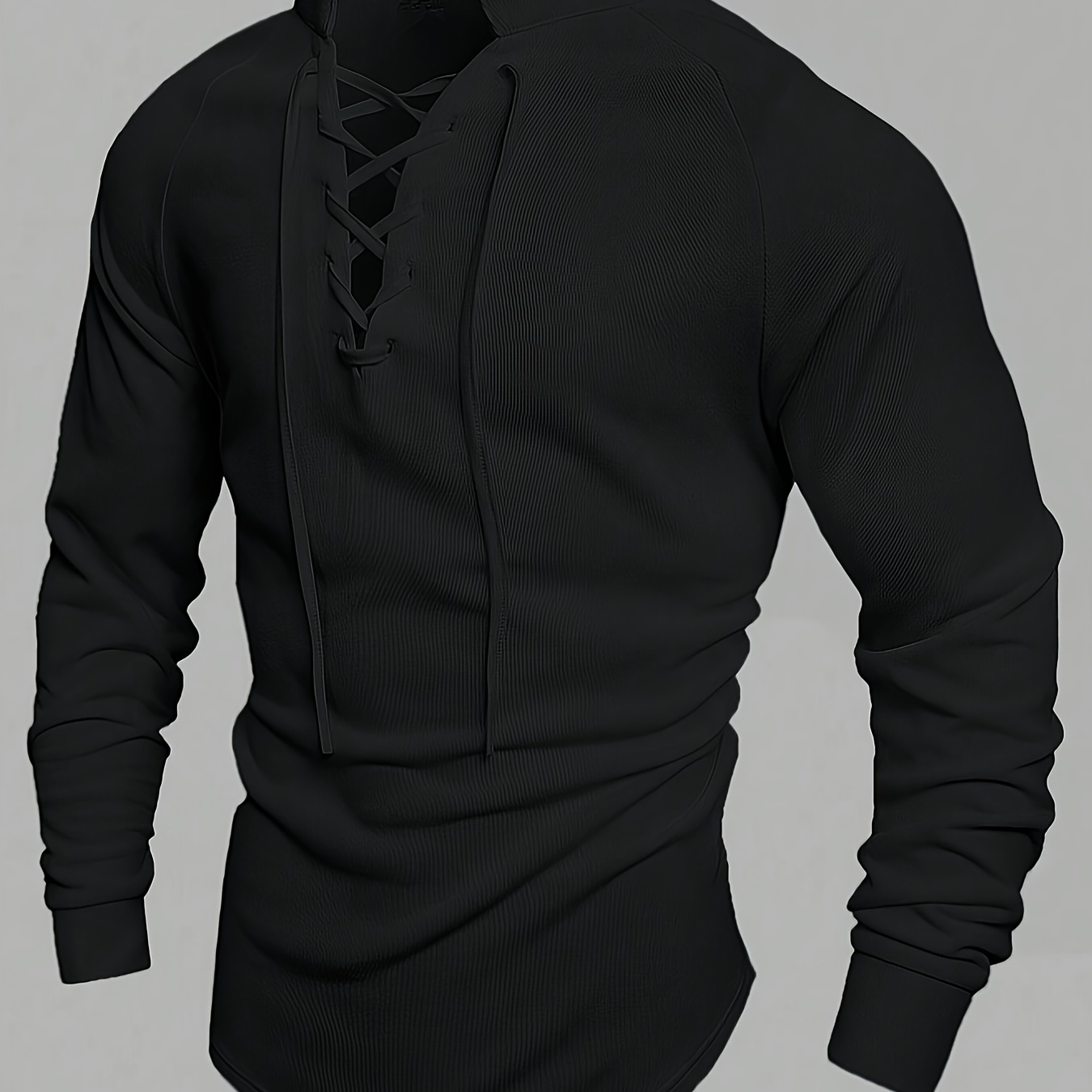T-shirt décontracté à col à lacets pour homme, tissu en mélange de polyester avec une élasticité moyenne, couleur unie, coupe standard, pour /automne
T-shirt décontracté à col à lacets pour homme, tissu en mélange de polyester avec une élasticité moyenne, couleur unie, coupe standard, pour /automne