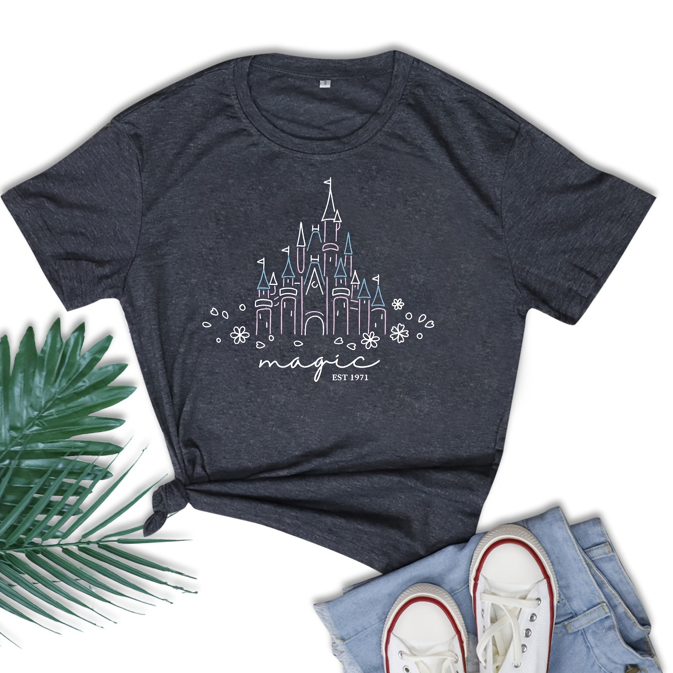 Castle Print Crew Neck T-shirt, Casual Short Sleeve Top For Spring & Summer, Women's Clothing
Castle Print Crew Neck T-shirt, Casual Short Sleeve Top For Spring & Summer, Women's Clothing