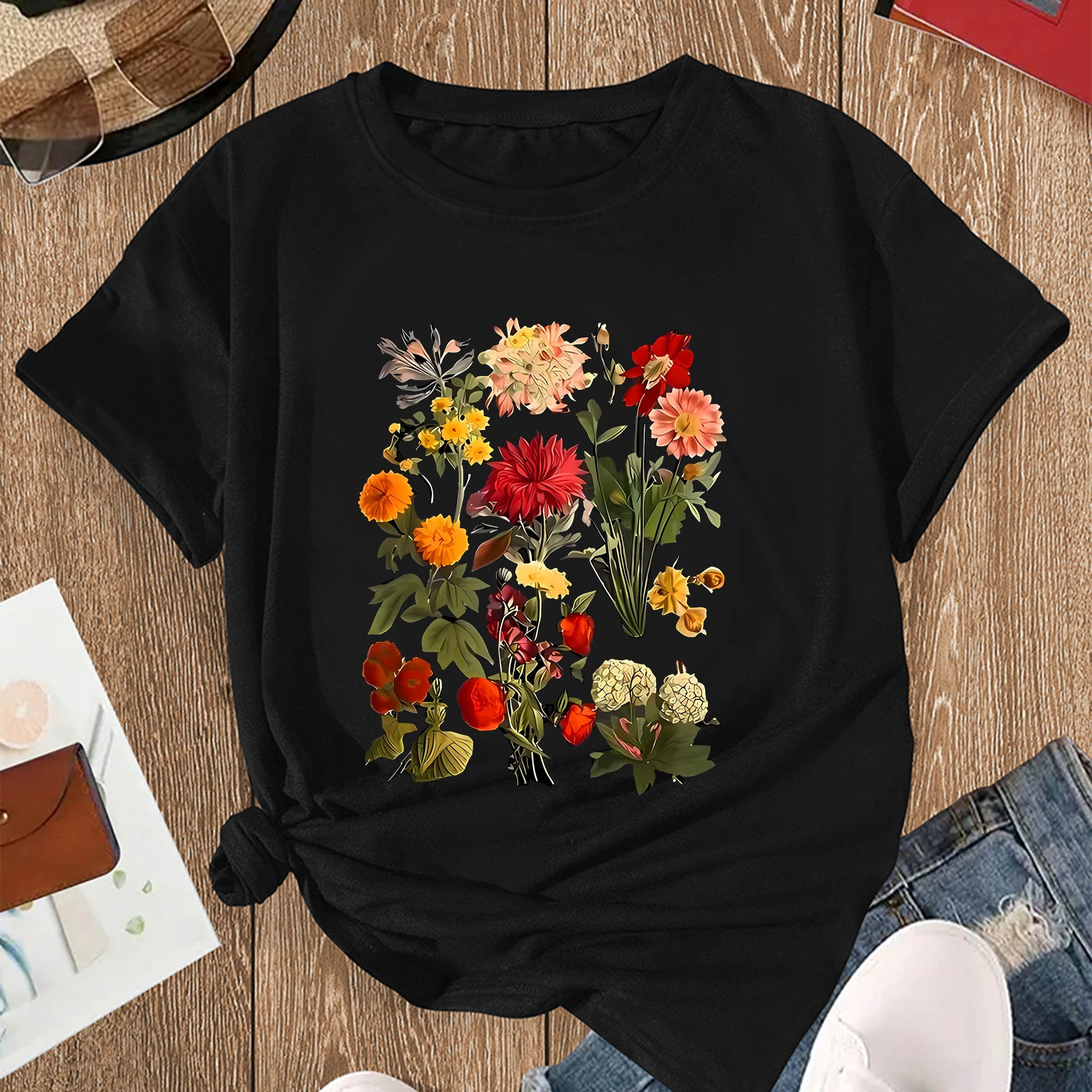 Colorful Flowers Rose Flower Bouquet Print Middle Round Neck Ladies Casual Fashion Adult Short Sleeve T-shirt
Colorful Flowers Rose Flower Bouquet Print Middle Round Neck Ladies Casual Fashion Adult Short Sleeve T-shirt