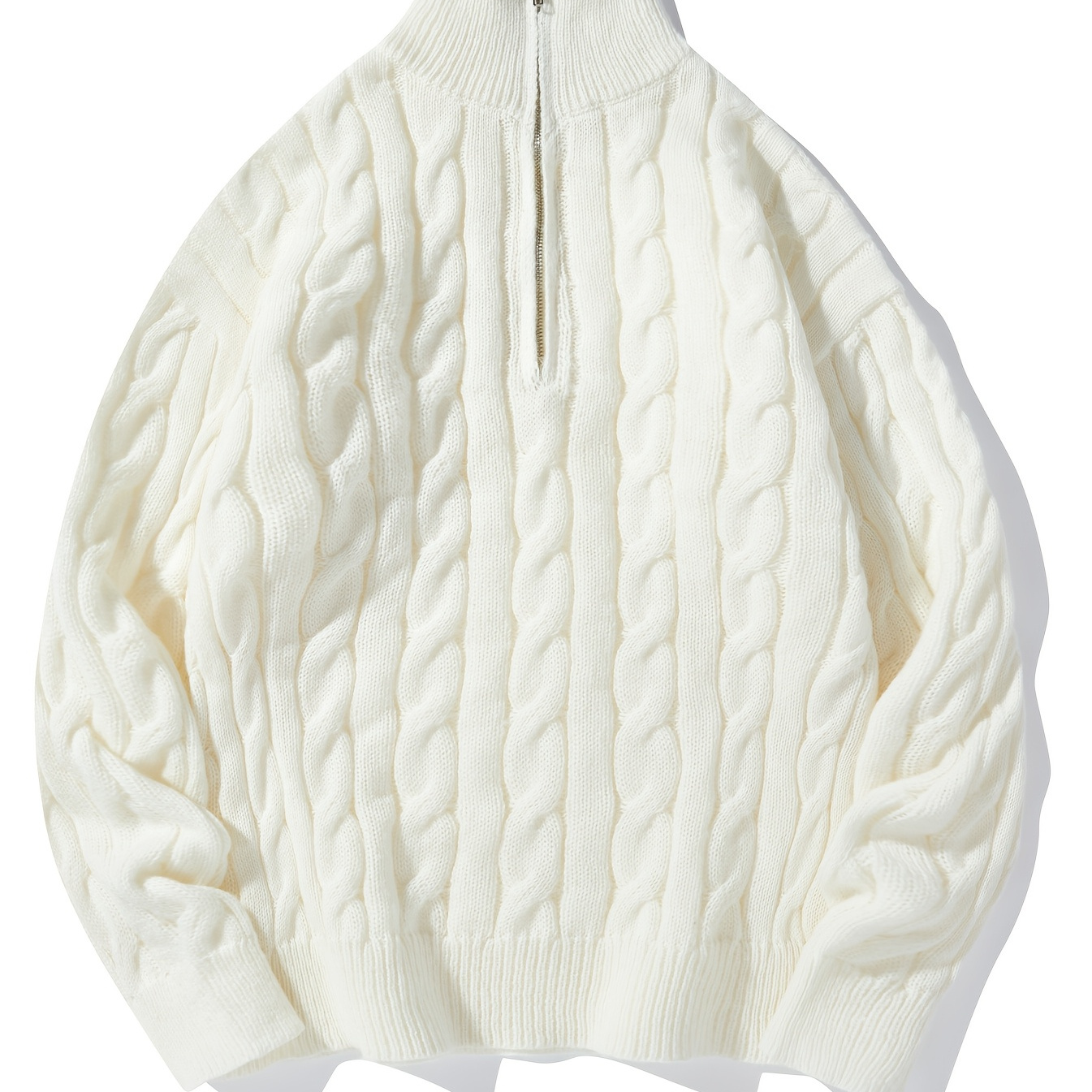 Men's Casual Zip-up Sweater - Cozy Knit Pullover With Stand Collar, Solid Color, Fall & Winter
Men's Casual Zip-up Sweater - Cozy Knit Pullover With Stand Collar, Solid Color, Fall & Winter