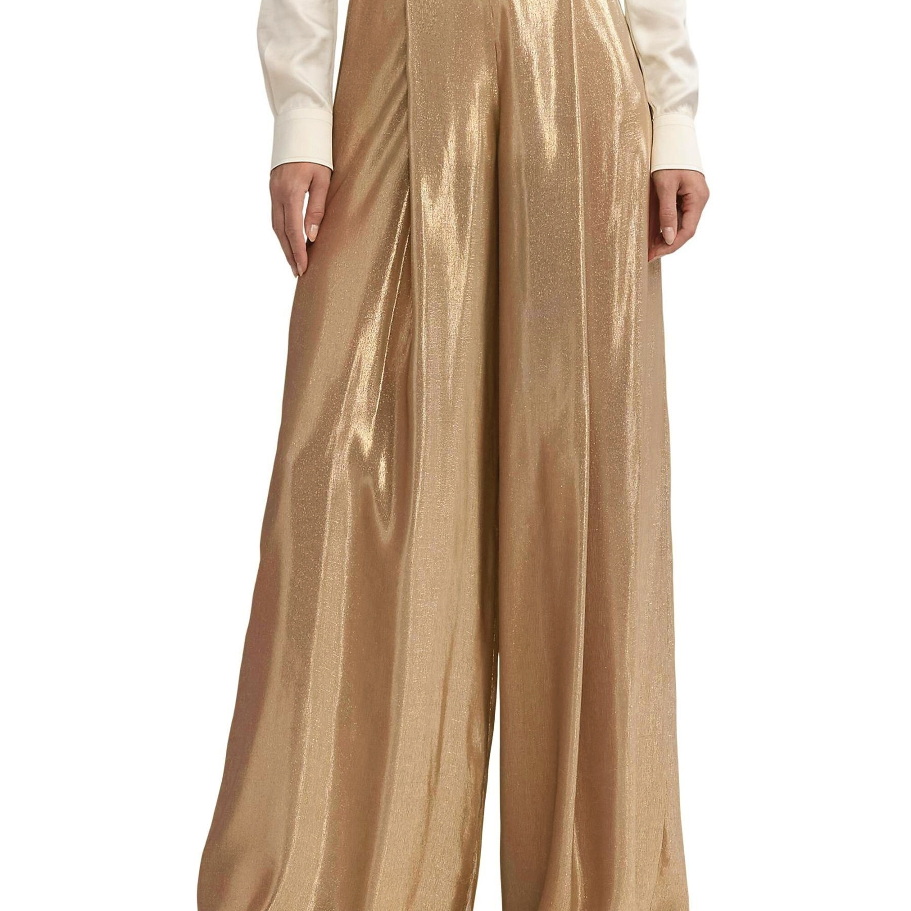 Elegant Gold-plated Wide-leg Pants For Women - High Waist, Pleated Detail, Machine Washable - All , European And , Fashion
Elegant Gold-plated Wide-leg Pants For Women - High Waist, Pleated Detail, Machine Washable - All , European And , Fashion