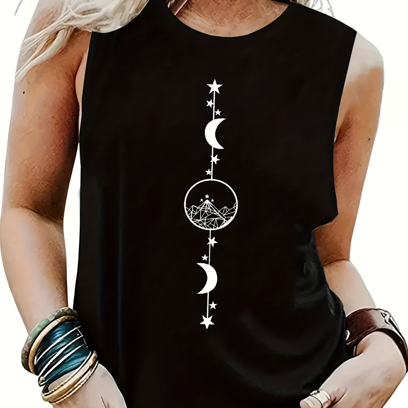 Simple Moon & Sun Pattern Sport Fitness Vest Top, Leisure Sleeveless Vest Top, Women's Clothing
Simple Moon & Sun Pattern Sport Fitness Vest Top, Leisure Sleeveless Vest Top, Women's Clothing