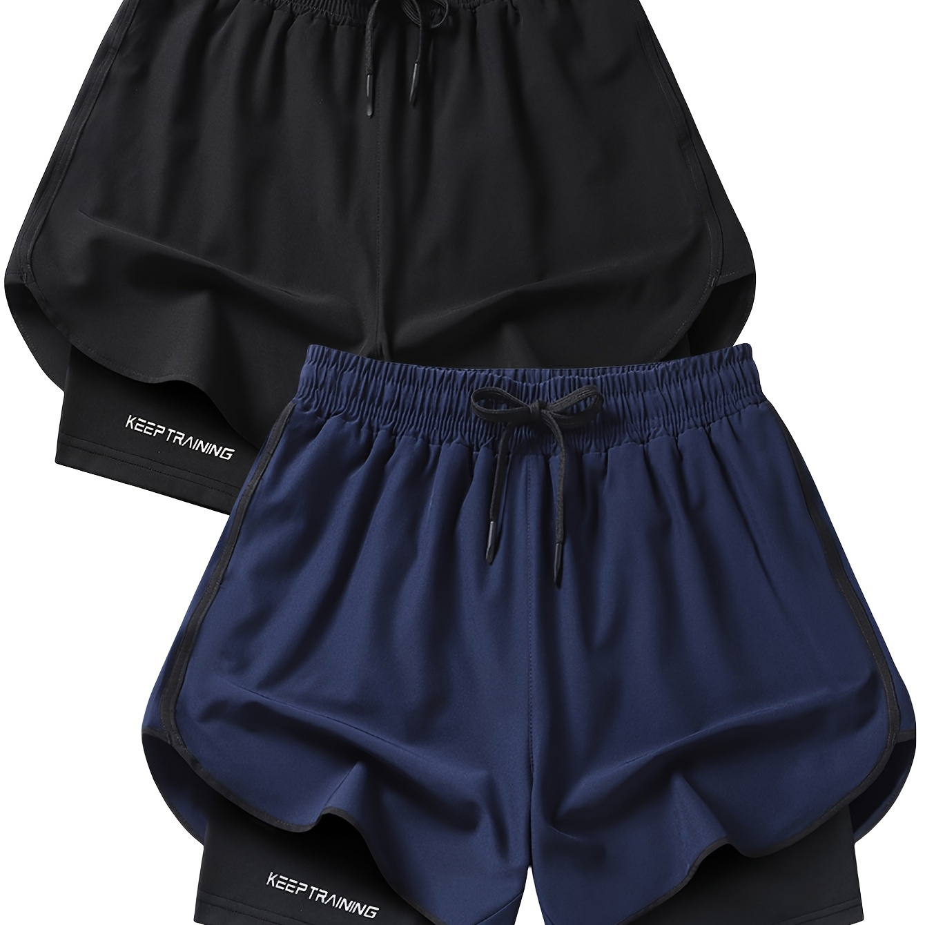 2-pack Men's Double-layer Sports Shorts, Quick-dry Anti-embarrassment Elastic Waist Shorts With Towel Loop, Athletic Gym Wear
2-pack Men's Double-layer Sports Shorts, Quick-dry Anti-embarrassment Elastic Waist Shorts With Towel Loop, Athletic Gym Wear