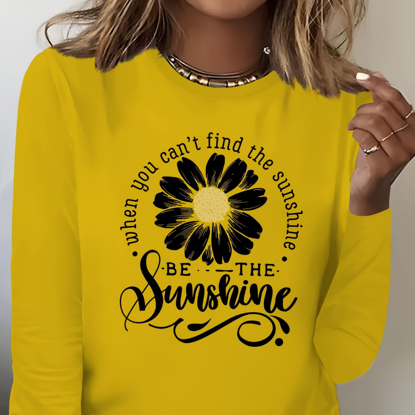 Flower & Letter T-shirt, Crew Neck Long Sleeve Top For Spring & Fall, Women's Clothing
Flower & Letter T-shirt, Crew Neck Long Sleeve Top For Spring & Fall, Women's Clothing